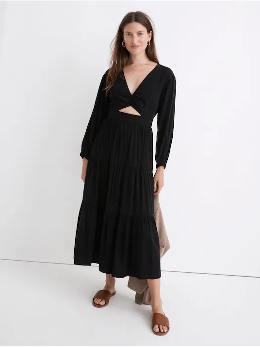 Lusterweave Cutout Midi Dress In Black